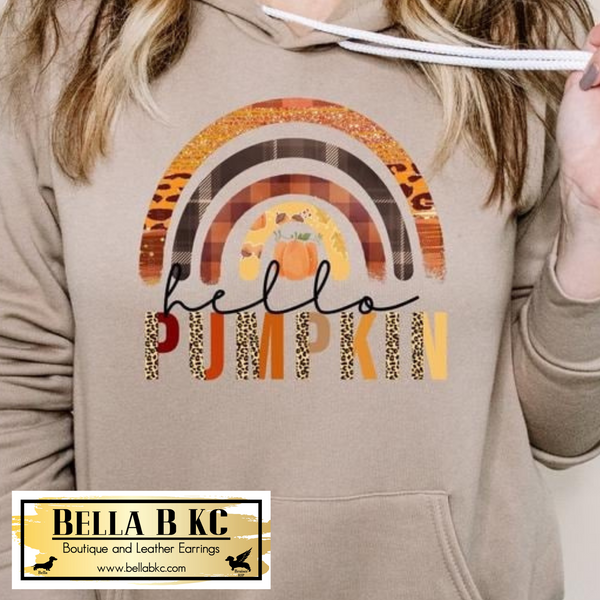 Fall - Hello Pumpkin Rainbow on Tshirt or Sweatshirt
