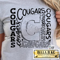 School Spirit - Cougars Typography Black Print Tee