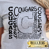 School Spirit - Cougars Typography Black Print Tee