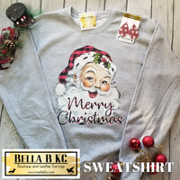 Christmas - Santa with Plaid Hat on Gray Sweatshirt