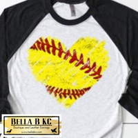 Softball - Grunge Distressed Softball Heart Tee