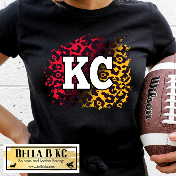 Kansas City Football KC Leopard Brushstrokes Tee or Sweatshirt