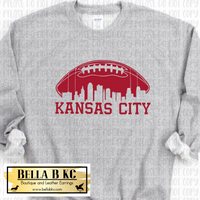 Red Kansas City Skyline Tee or Sweatshirt on Grey