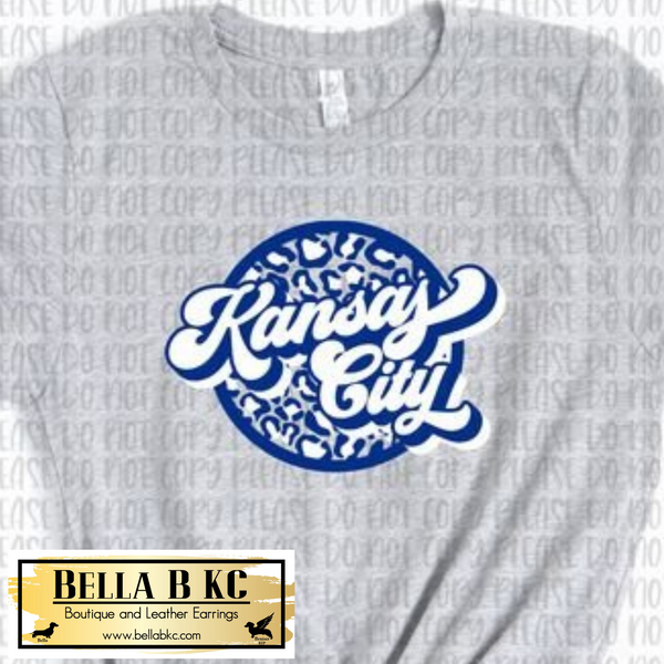 KC Baseball Blue Round Leopard Retro Tee