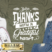 Fall - Give Thanks with a Grateful Heart on Tshirt