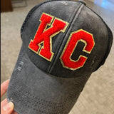 KC Chenille Black Criss Cross Pony Trucker Baseball Hat