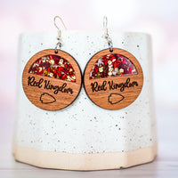 Acrylic - Red & Gold Chunky Glitter & Wood Red Kingdom Circle Dangles