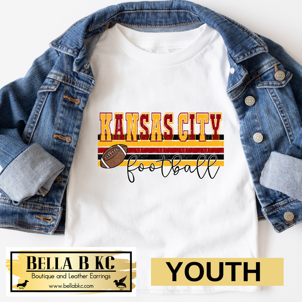 YOUTH Kansas City Football Block Font with Lines Tee or Sweatshirt