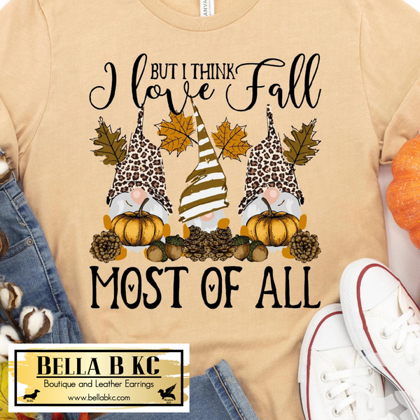 Fall - I Love Fall Gnome on Tshirt