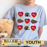 YOUTH Kansas City Football Leopard Arrow and Hearts KC Tee or Sweatshirt
