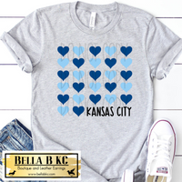 KC Baseball Kansas City Blue Mixed Hearts Tee or Sweatshirt