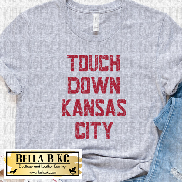 Kansas City Football Red Touchdown Kansas City Grunge Tee or Sweatshirt