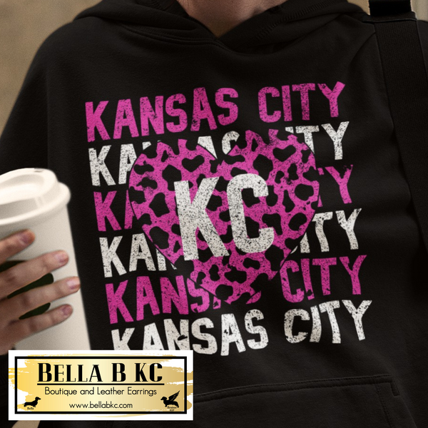 Valentine - Pink Cow Hide Heart Kansas City Repeat Tee or Sweatshirt