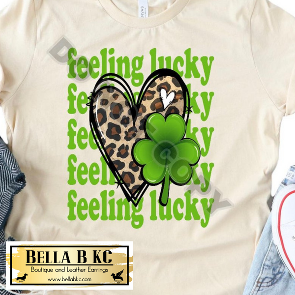 St. Patrick's Day Leopard Feeling Lucky Heart Tee