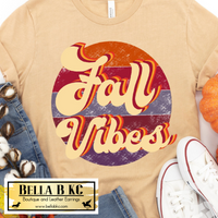 Fall - Fall Vibes Round Retro on Tshirt