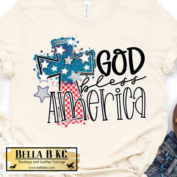 Patriotic - God Bless America Cross Tee