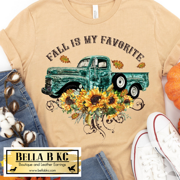 Fall - Fall is my Favorite Truck Sunflowers on Tshirt