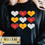 KC Multicolor Dalmatian Hearts Tee or Sweatshirt on BLACK