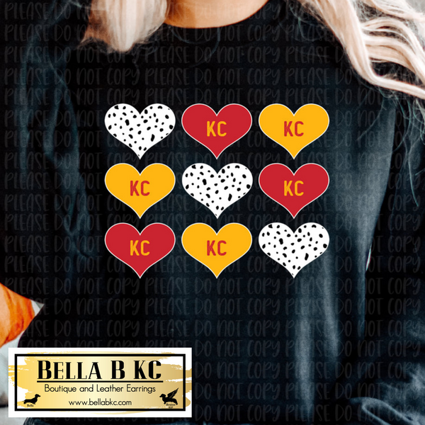 KC Multicolor Dalmatian Hearts Tee or Sweatshirt on BLACK
