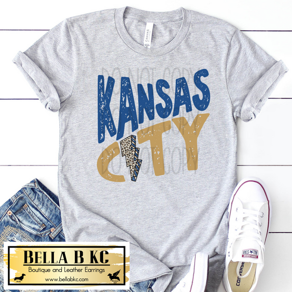 KC Baseball Kansas City Leopard Lightning Bolt Tee or Sweatshirt