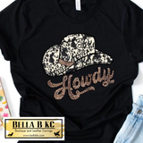 Cowhide and Cheetah Print Howdy Hat Tee