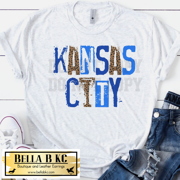 KC Baseball Kansas City Leopard Grunge Tee or Sweatshirt