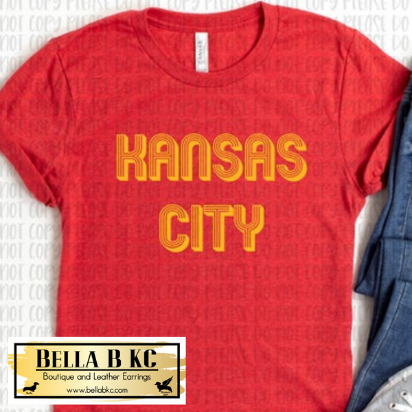 Yellow Kansas City Art Deco on RED Tee or Sweatshirt