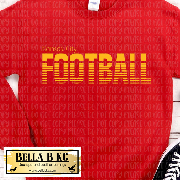 Yellow Kansas City Football Ombre on RED Tee or Sweatshirt