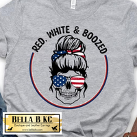 Patriotic - Red White and Boozed Skull Tee