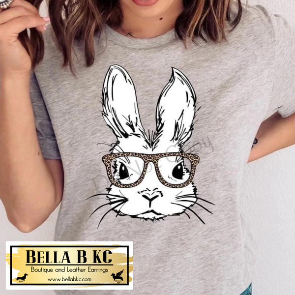 Easter - White Bunny with Leopard Glasses Tee