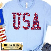 Patriotic - Red White Blue Leopard USA Tee