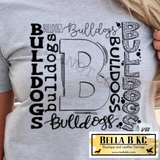 School Spirit - Bulldogs Typography Black Print Tee