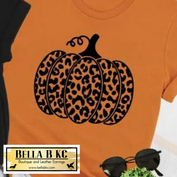 Fall - Black Leopard Pumpkin on Tshirt