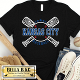 KC Baseball Kansas City White Crossed Bats KC Tee or Sweatshirt