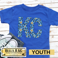 YOUTH KC Baseball Kansas City Block KC with Crowns Tee or Sweatshirt