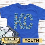 YOUTH KC Baseball Kansas City Block KC with Crowns Tee or Sweatshirt