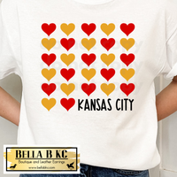 Kansas City Football Red and Yellow Hearts Tee or Sweatshirt