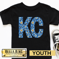 YOUTH KC Baseball Kansas City Block KC with Crowns Tee or Sweatshirt