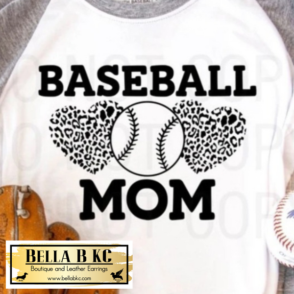 Baseball - Baseball Mom Leopard Hearts Tee