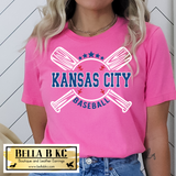 KC Baseball Kansas City White Crossed Bats KC Tee or Sweatshirt