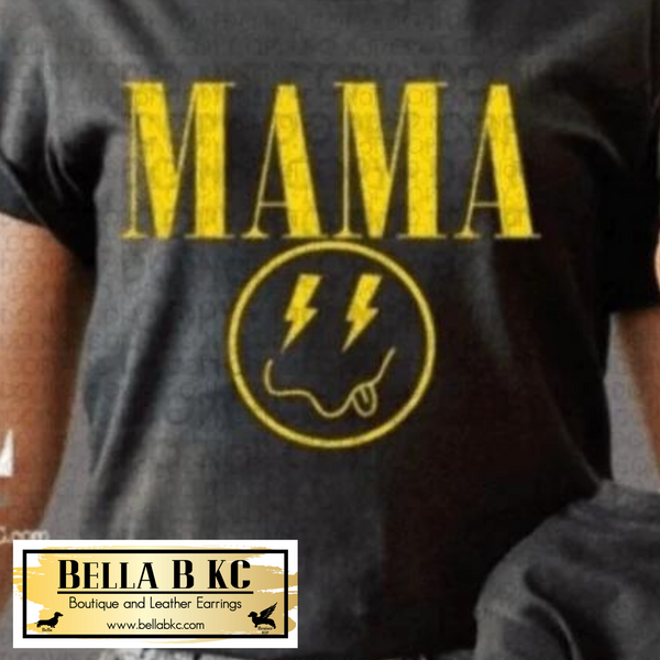 Mom/Mama - Mama Yellow Print Face Tee