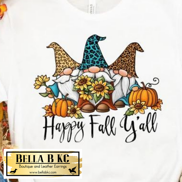 Fall - Happy Fall Yall Leopard Gnomes Tshirt or Sweatshirt
