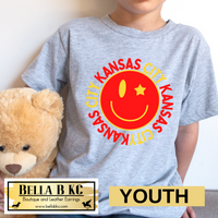 YOUTH Kansas City Football KC Smile Tee or Sweatshirt