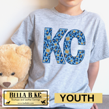 YOUTH KC Baseball Kansas City Block KC with Crowns Tee or Sweatshirt