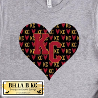 Kansas City Football Black KC Heart Tee or Sweatshirt