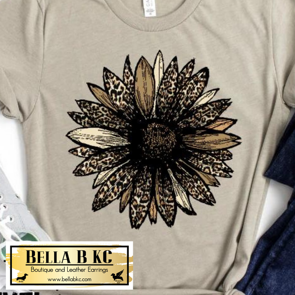 Fall - Fall Leopard Sunflower on Tshirt