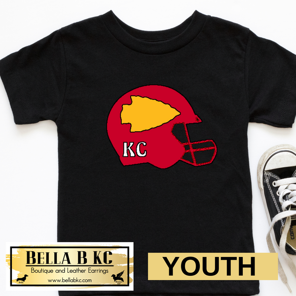 YOUTH Kansas City Red Helmet with Arrowhead Tee or Sweatshirt
