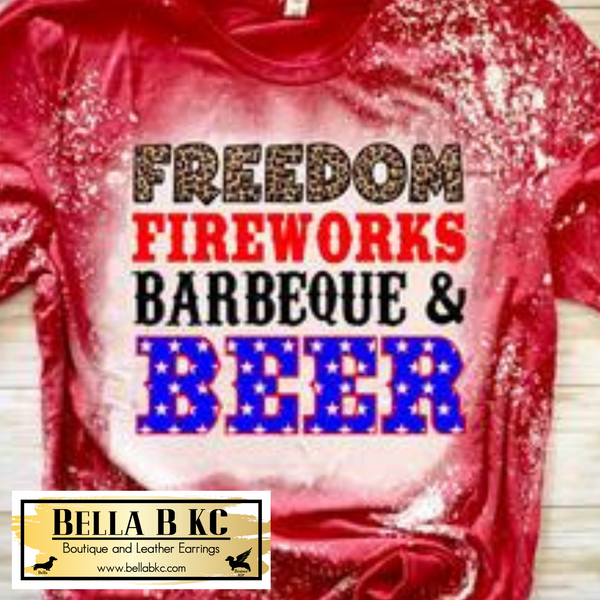 Patriotic - Freedom Fireworks BBQ Beer Tee *NOT ON TIE DYE TEE*