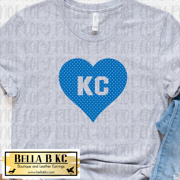 KC Baseball Blue Polka Dot KC Heart Tee