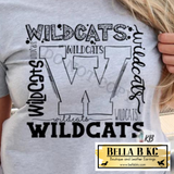 School Spirit - Wildcat Typography Black Print Tee